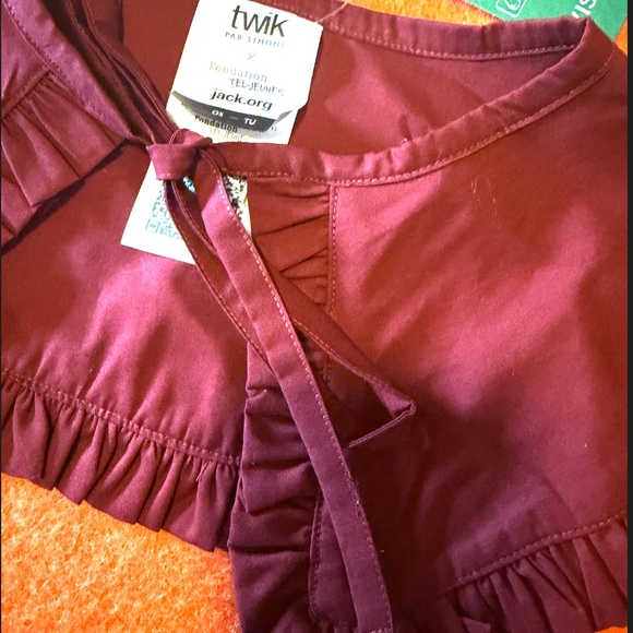 Burgundy Pierrot-style 100% organic cotton collar NWT - Picture 3 of 9